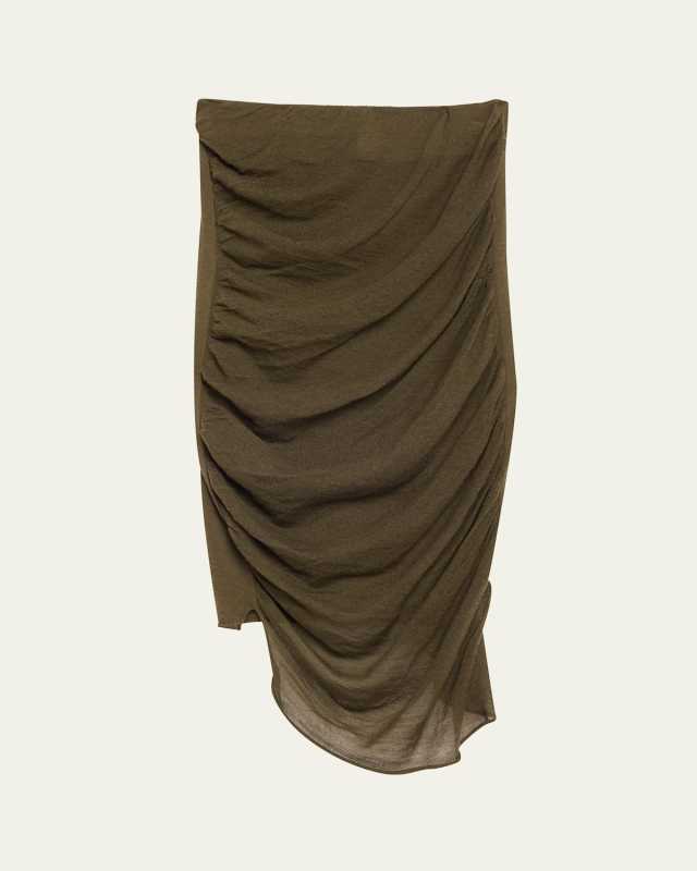 Ambiguous Ruched Midi Wool Skirt